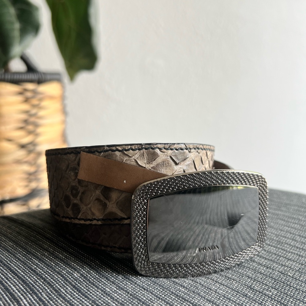 Vintage snakeskin leather Prada belt 32